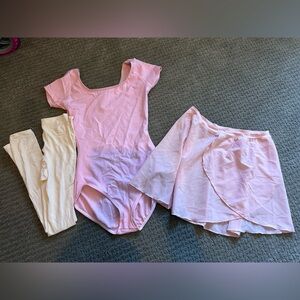 Ballet Outfit Capezio leotard with practice skirt and footless tights (2pair)
